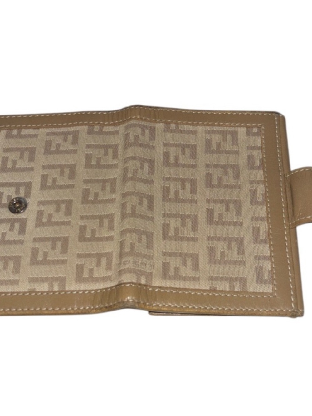Fendi Beige Brown FF Monogram Canvas Snap Wallet - Picture 4 of 7